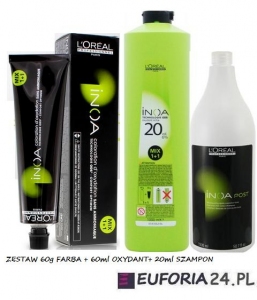 Loreal Inoa ODS2, zestaw do koloryzacji bez amoniaku: farba60ml + oksydant60ml + szampon 20ml